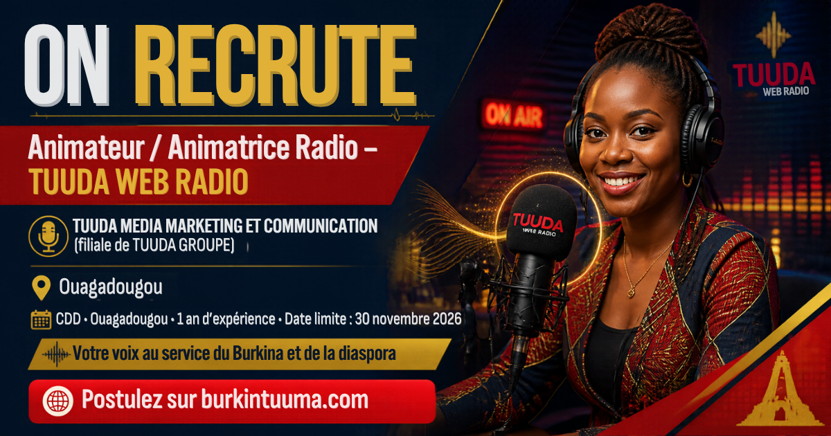 On recrute – Animateur / Animatrice Radio – TUUDA WEB RADIO – TUUDA MEDIA